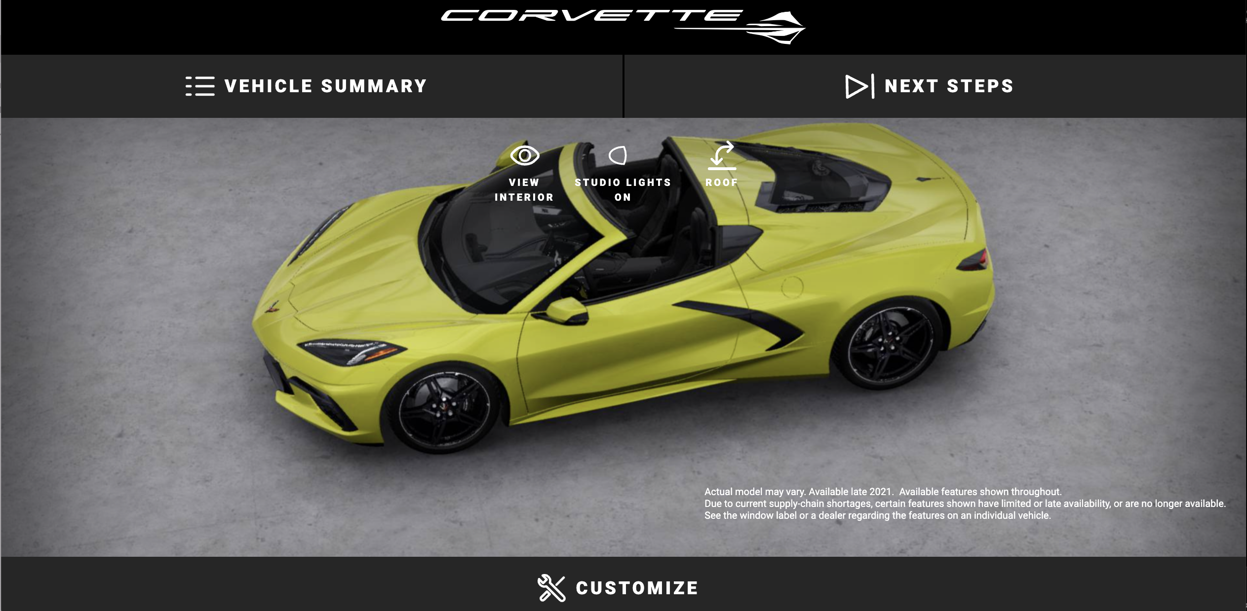 corvette configurator