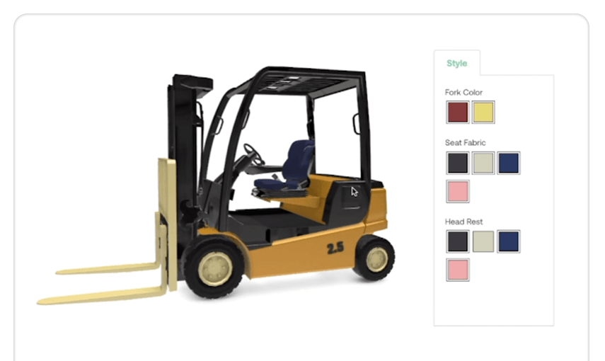 a product page with CPQ and configuration integrations