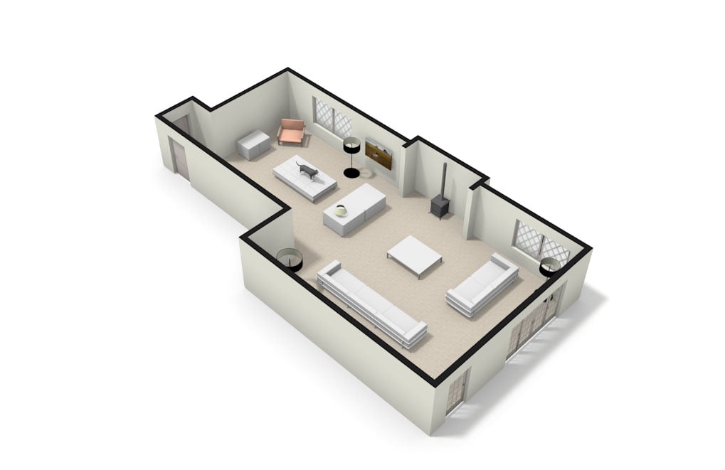 customer designing a room in a room builder interface