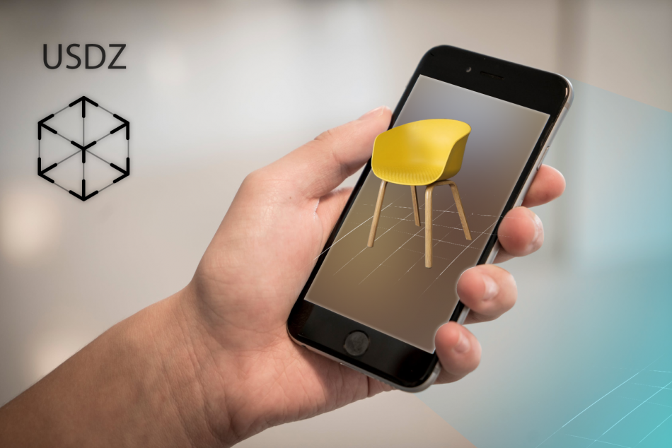 3D augmented reality model of Chair seen from mobile