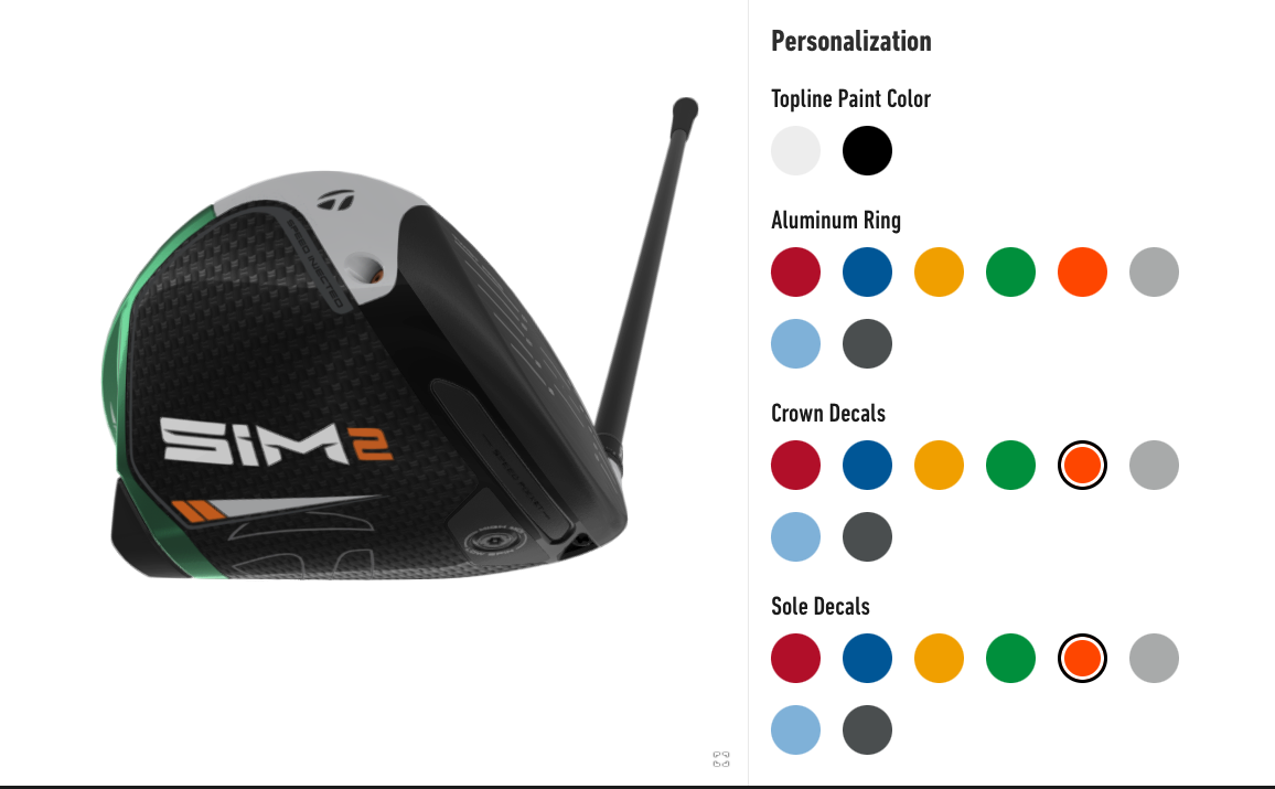 Visual configurator for a golf club