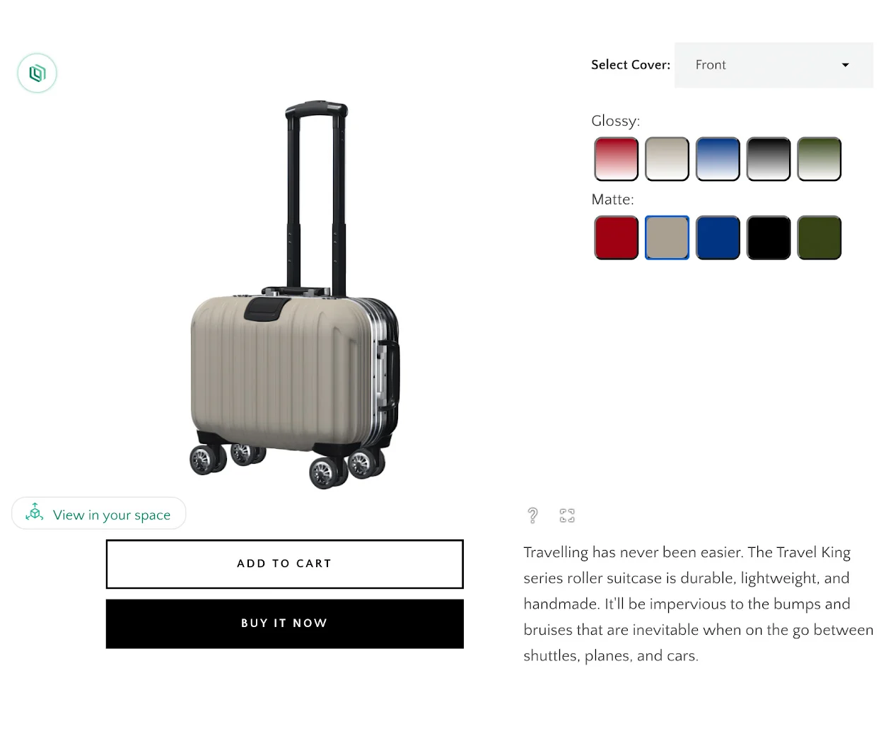custom luggage created in a 3D customizer