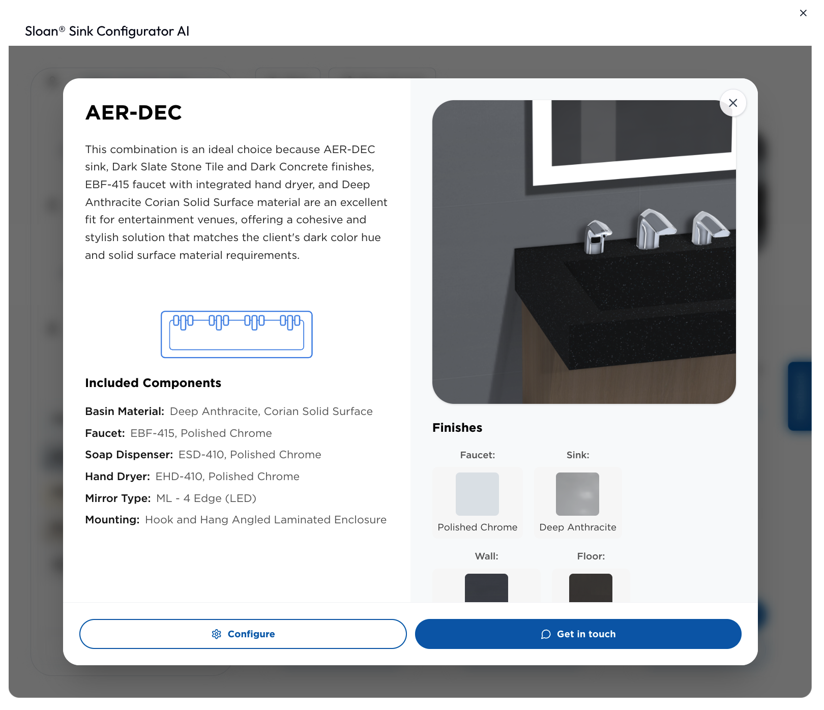 Sloan sink configuration