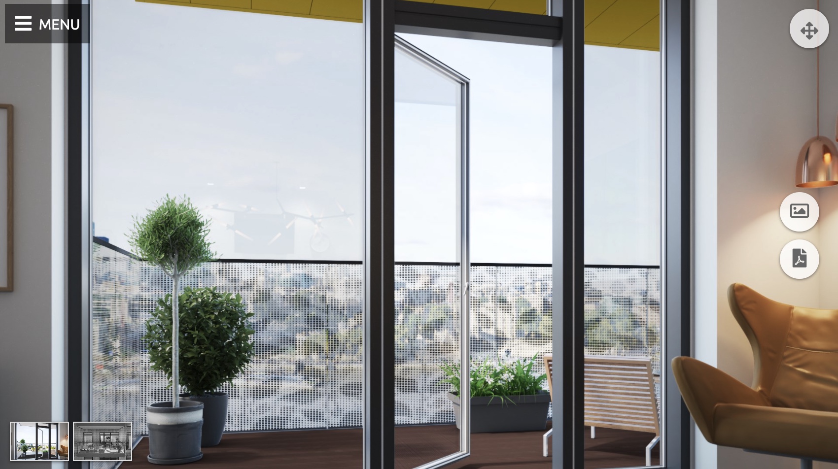 Photorealistic image from Sapphire Balconies' 3D visualizer
