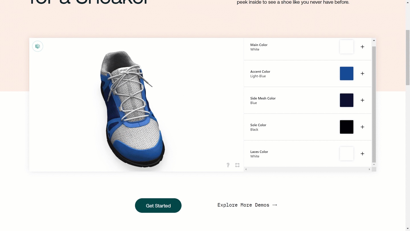 custom running shoe being created through a product configurator